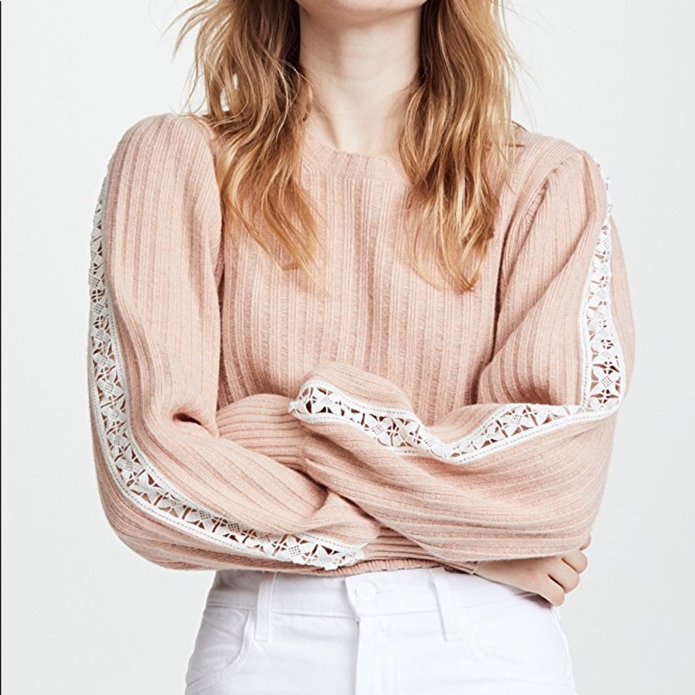 SeeByChloe cameo rose pullover sweater with lace